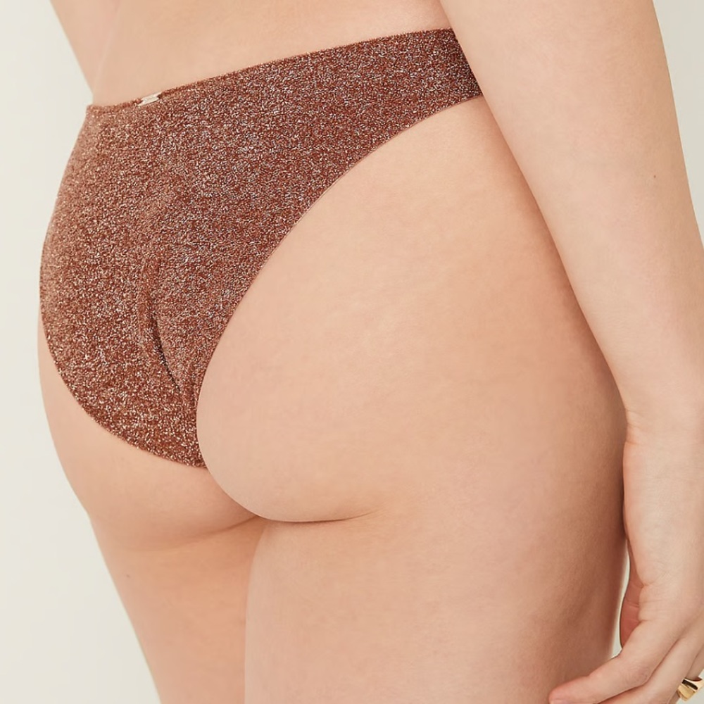 PINK Shimmer Brazilian Bikini Bottom. 🤎👙